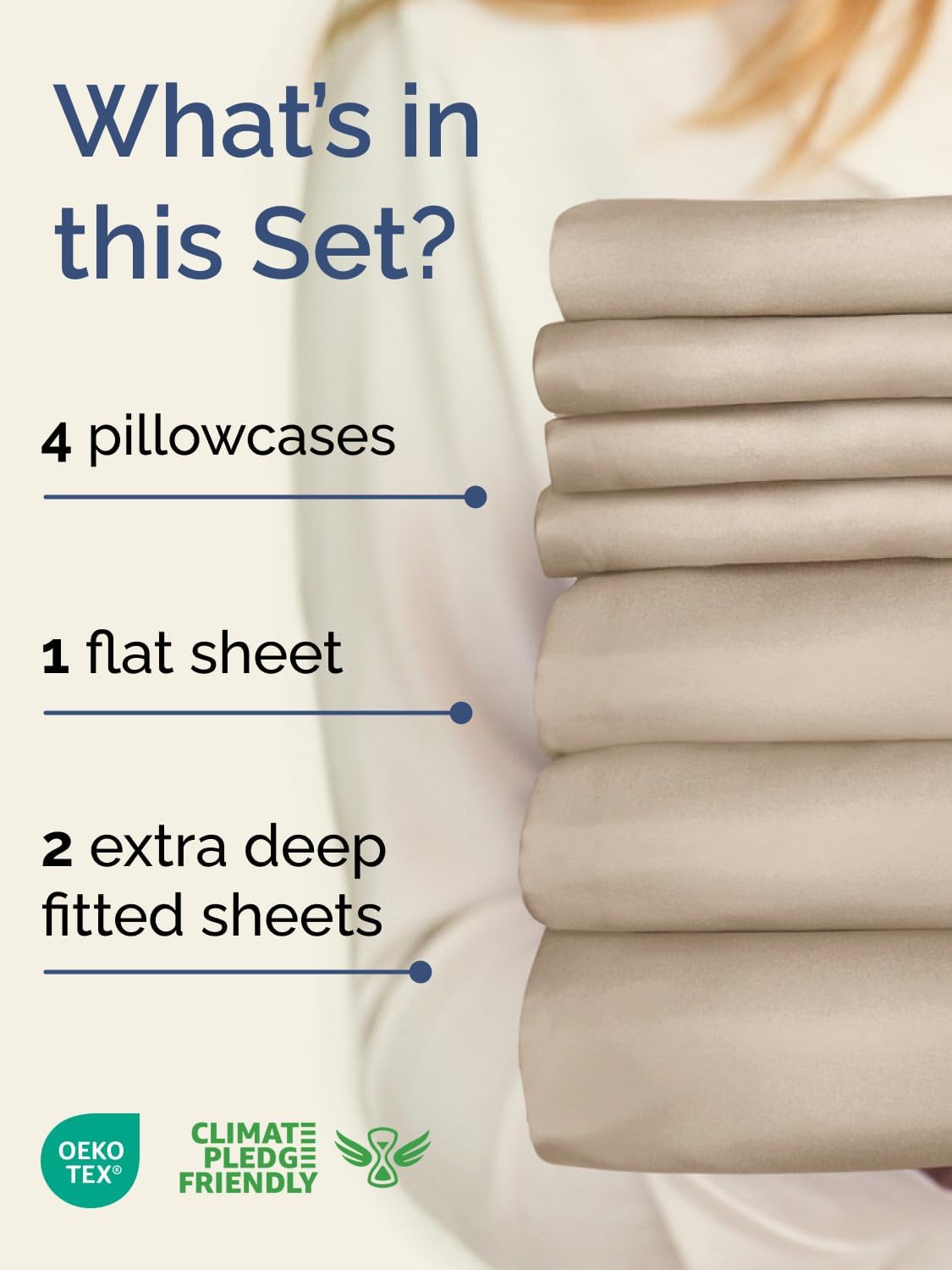 Skiennix Extra Deep Split King Sheet Set - 7 Piece Breathable Cooling Bedding - Soft Wrinkle-Free Wheat