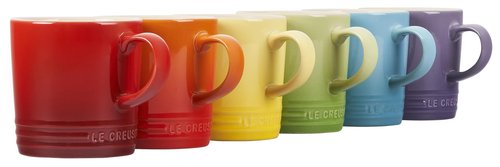 Le Creuset Stoneware Set of 6 London Mugs, 12 oz. Each, Multi-Color
