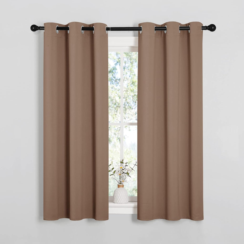 NICETOWN Room Darkening Curtain Panels - Thermal Insulated Grommet Drapes for Bedroom | 34x54 Inches, Cappuccino