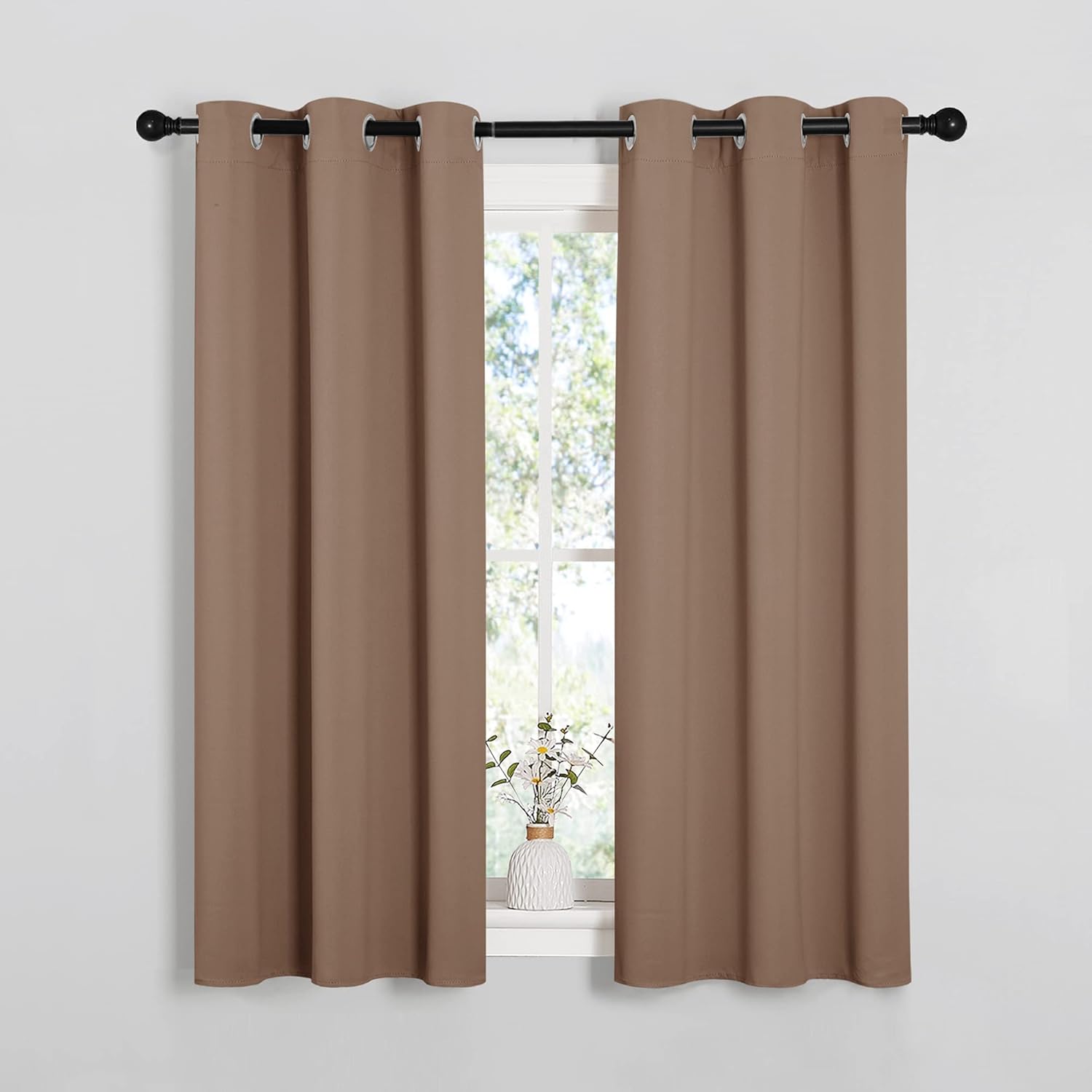 NICETOWN Room Darkening Curtain Panels - Thermal Insulated Grommet Drapes for Bedroom | 34x54 Inches, Cappuccino