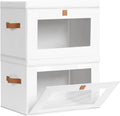 Homsorout Large Clothing Storage Bins - Collapsible Organizer Boxes with Handles & Lids | 2 Pack, White
