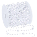 100 FT Christmas Tree Beads, 2 Sizes Artificial White Beaded Christmas Garland, Beads Strands Chain Garland Trim Roll for Xmas Tree, Plastic Hanging Beads Strands Chain for DIY Christmas Decorations