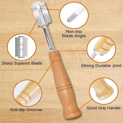 13" Danish Dough Whisk Set with Dough Scraper Bread Lame with 5 Blades and Leather Cover Dutch Bread Whisk Bread Mixer Dutch Bread Dough Whisk Hand Mixer for Sourdough, Pizza, Pastry, Cake