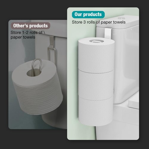 Conworld Toilet Paper Storage for 3 Roll Tissue, Over The Tank Toilet Paper Holder, Stainless Steel Rustproof Toilet Paper Holder Wall Mount, for Rv, Bathroom Storage and Organization, White, 1 Pack