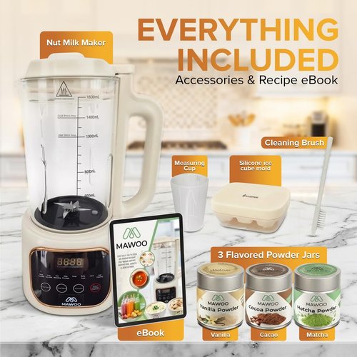 Nut Milk Maker 10-in-1, 54 oz Soy Milk Machine with Aroma Boxes Included, 35,000 RPM, Auto Cleaning, 24H Delay Start, 4H Keep Warm – Almond, Oat, Cashew, Soup & More