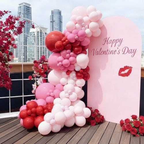EICUECUE Valentines Day Balloons Garland Arch Kit - 165Pcs Different Size Red Pink Hot Pink Latex Balloons for Valentine's Day Galentine's Day Engagement Anniversary Party Decorations