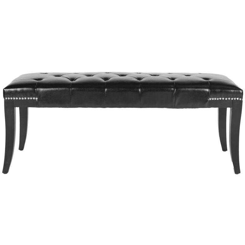 Upholstered Bench with Nail Heads - Classic Glam Design, Black
