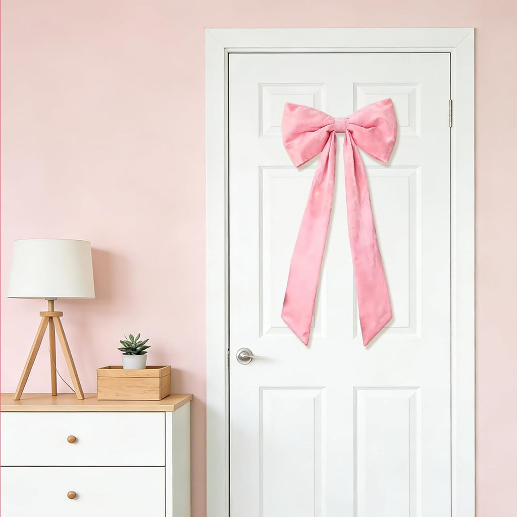 Skiennix Extra Large Pink Velvet Bow - 16x33 Inch Christmas Tree Topper for Holiday Decor