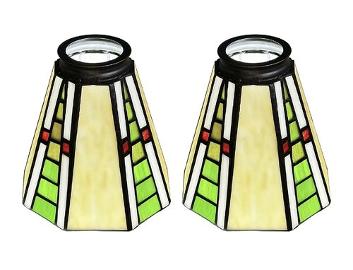 Tiffany Style Stained Glass Lamp Shades, Set of 2, Green and Red,HUIMEIJU HMJ6042 Tiffany lampshade replacement