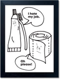 Regine Switzerland Bathroom Wall Art - Funny Quote Canvas Print | Framed Black and White Decor