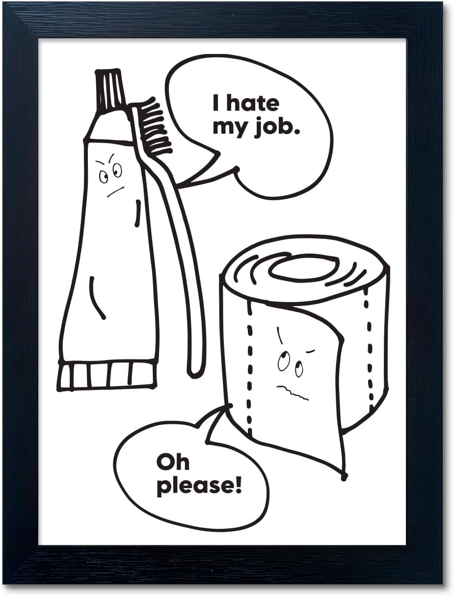 Regine Switzerland Bathroom Wall Art - Funny Quote Canvas Print | Framed Black and White Decor