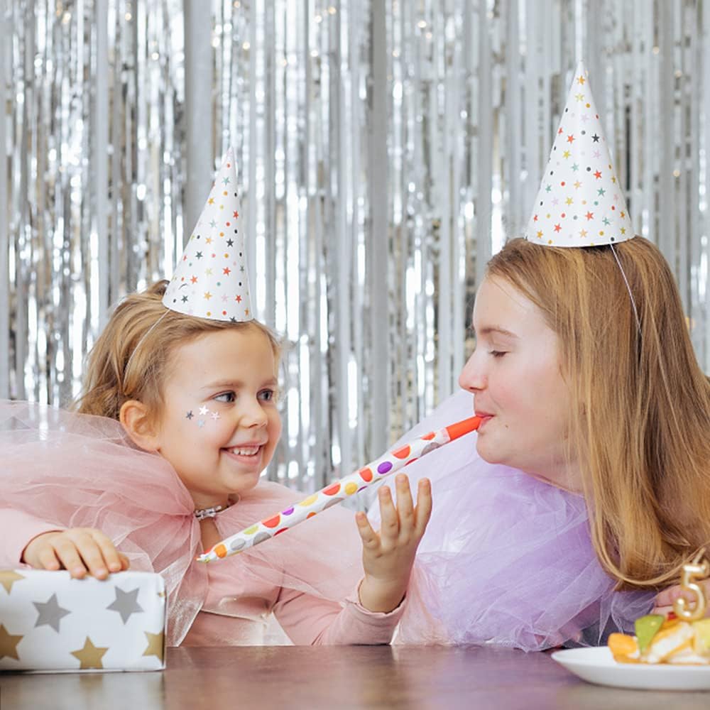 Skiennix 20 Pack Silver Backdrop Curtains - Foil Fringe Tinsel Streamers for Parties & Events