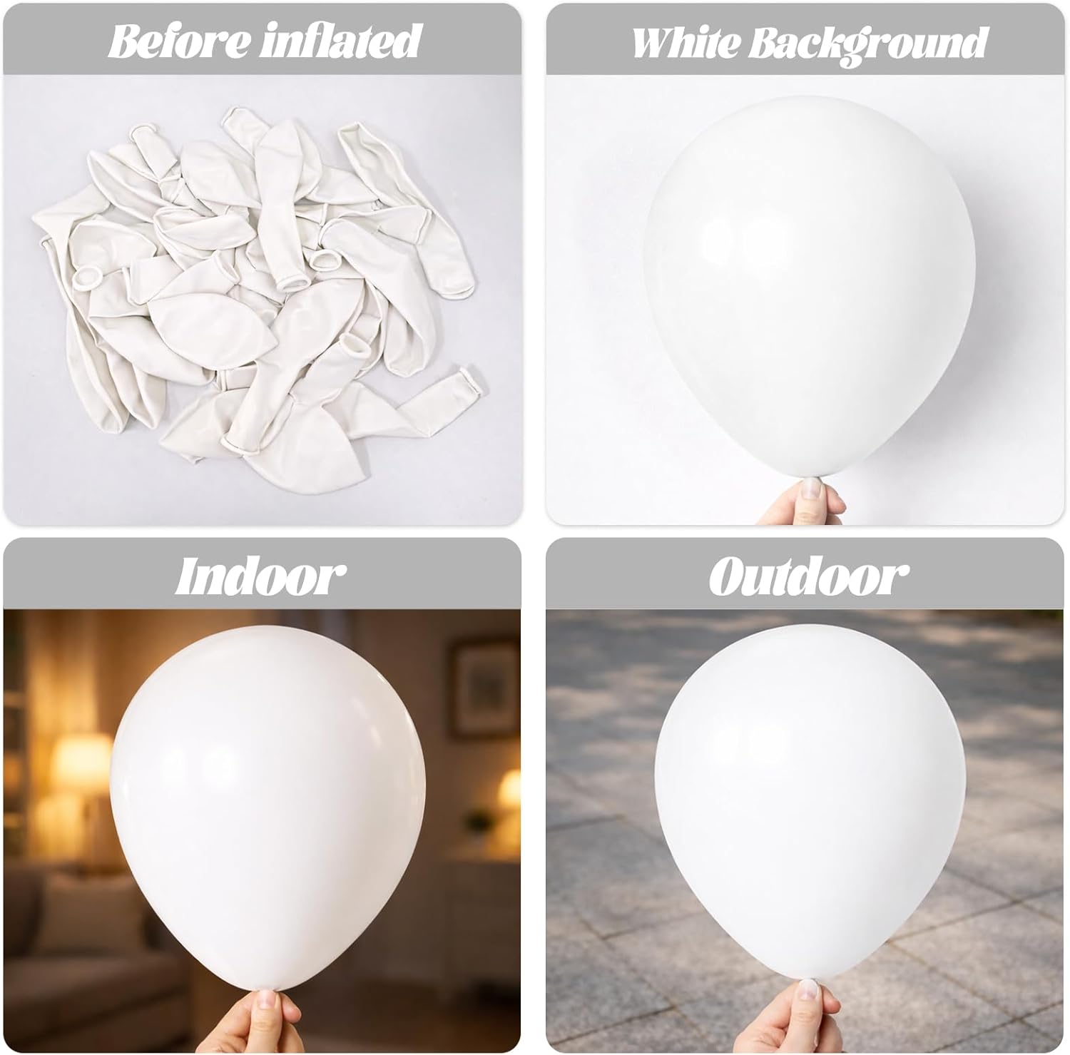 Voircoloria 110pcs Matte White Balloons - 12 Inch Latex Party Balloons for Weddings & Celebrations