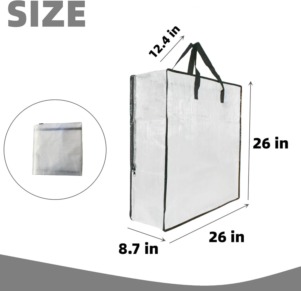 Skiennix Clear Storage Bags - 3 Pack Zippered Organizers with Handles for Blankets & Bedding