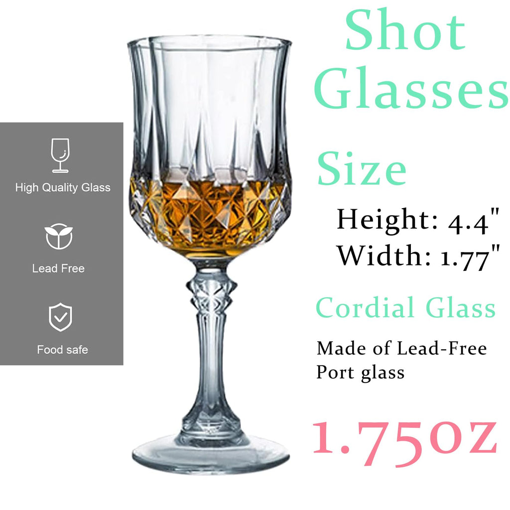 Srgeilzati Cordial Glasses with Stem,Sherry Glasses | Port glasses | Crystal Shot glasses | Limoncello glasses 1.75 oz set of 24