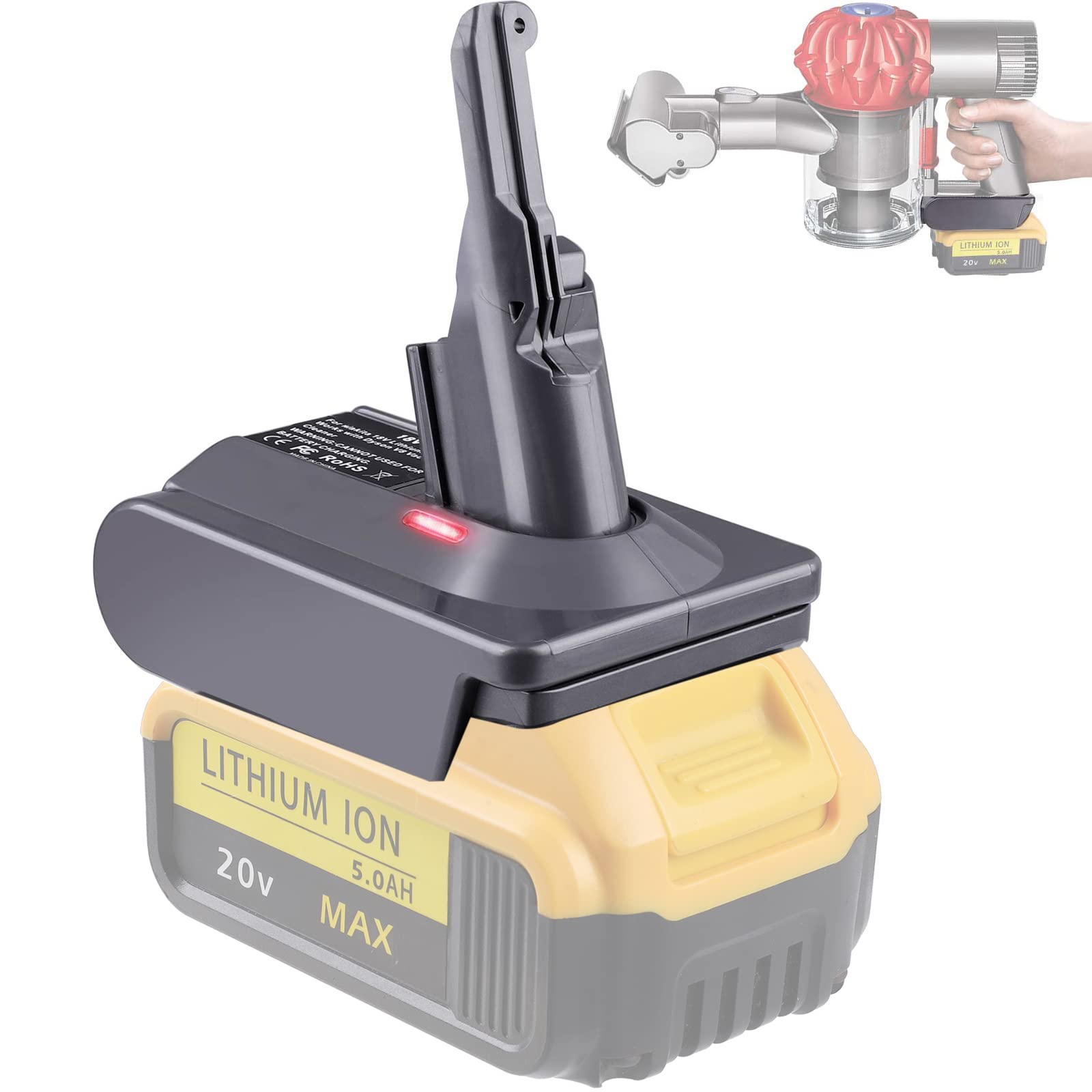 TPDL V8 Battery Adapter, for DeWalt 20V Battery Convert to for Dyson V8 Series Vacuum Cleaner Animal Fluffy Motorhead Vacuum Converter (Adapter only)
