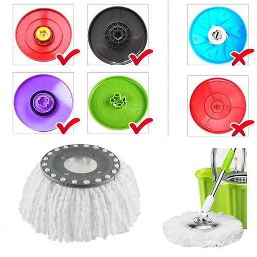 Spin Mop Heads Replacement Refill for Old Hurricane Mr.Clean 360 Spin Magic Rotating Round Mop Microfibre,Universal Spin Mop Heads Clean Mop Head Refill for Standard Mops (4 Pack)