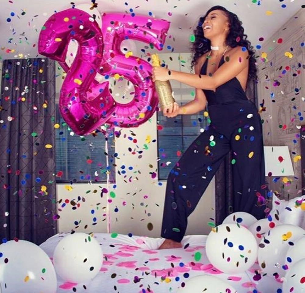 Skiennix 40-Inch Hot Pink Number Balloons - Perfect for 5th Birthday & Wedding Decor | Set of 5