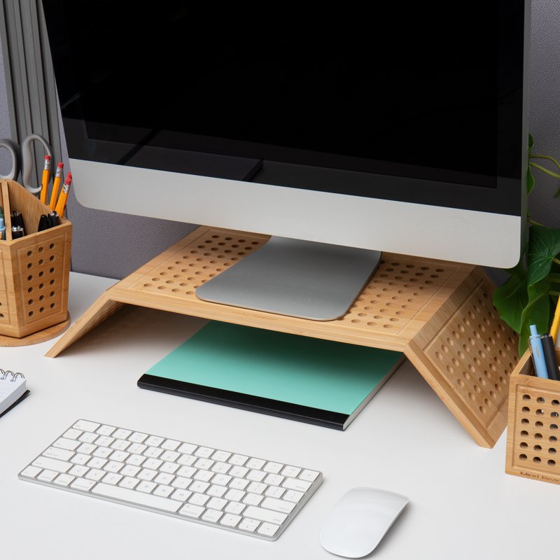 Monitor Stand Ventilated Laptop Riser - Desktop Organizer, Bamboo, Brown - Variation of THIS listing