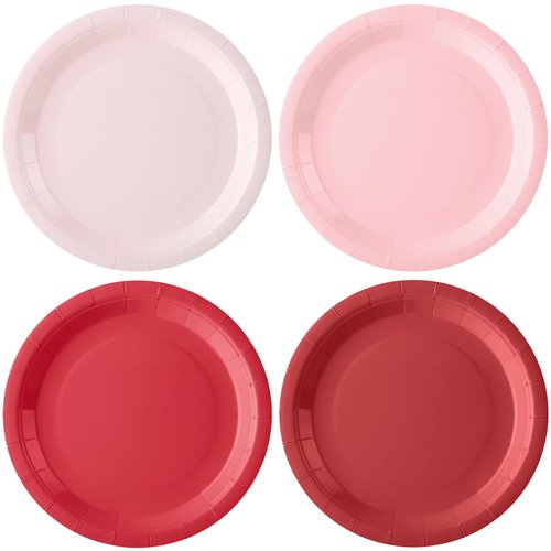 AimFun 48 Pcs Red Pink Paper Plates Valentines Day Gradient Color Party Plates 7 Inch Disposable Round Dessert Cake Plates for Baby Bridal Shower Birthday Mother's Day Party Supplies