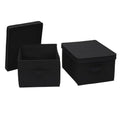 Household Essentials Large Fabric Storage Box With Lid Box, Black, Set of 2