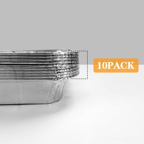 WAWINY 9x11 Aluminum Pans, 10PCS Extra Heavy Duty Disposable Foil Pans for Family Parties And Outdoor Camping, Can Be Used For Baking, Freezing Food, And Serving food (Bottom size: 8X11.1in) (10pack)