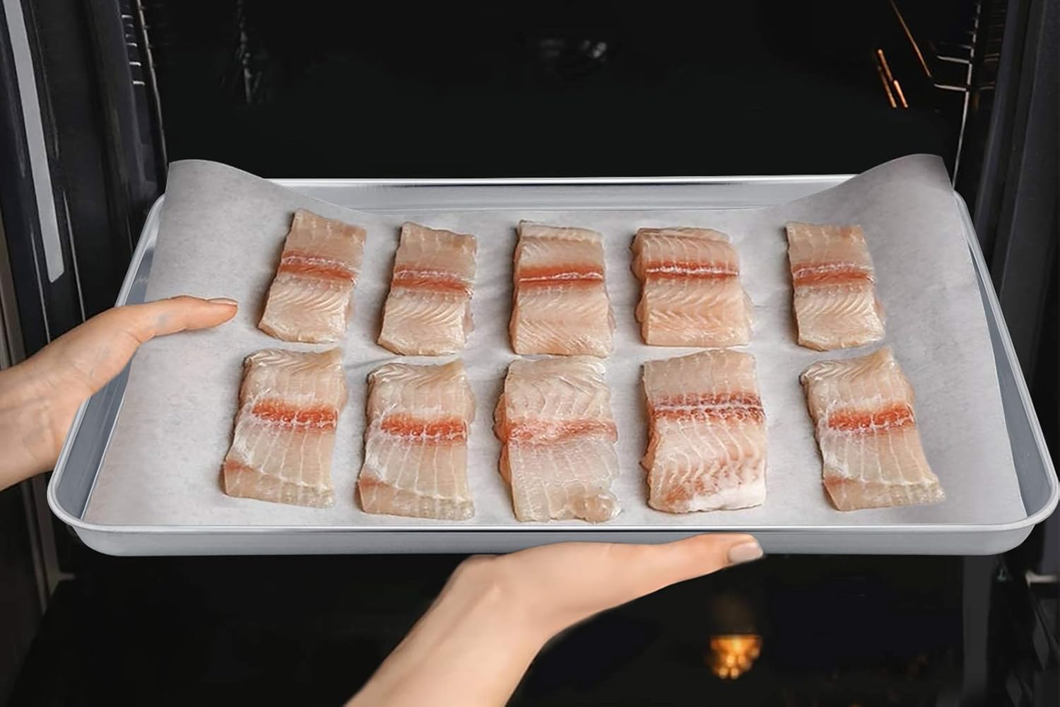 TeamFar Baking Sheet Set - Heavy Duty Stainless Steel Cookie Sheets | Non-Toxic, Dishwasher Safe, 20" x 14" - 2 Pieces