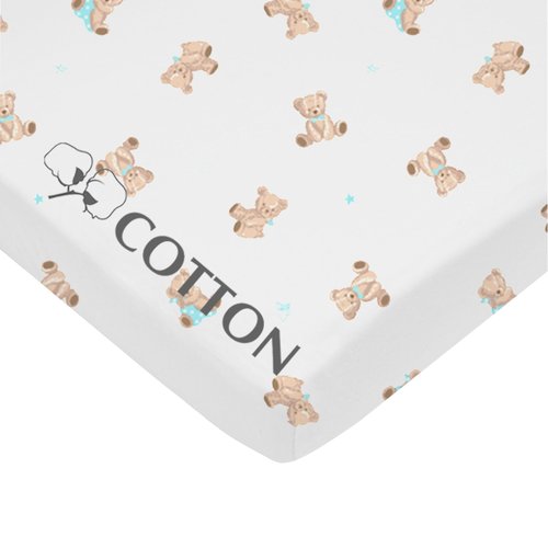 American Baby Company 100% Natural Cotton Fitted Mini Crib Sheet 38" x 24" - Soft & Breathable Small Nesting Portable Crib Sheet, Fits Pack N Play Mattresses, Bear, for Boys & Girls