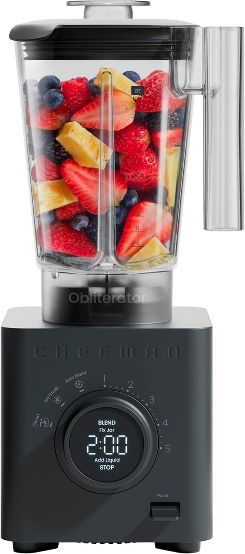 Chefman Obliterator 48 oz Countertop Blender - 1380W Power for Smoothies, Ice Crushing & Auto Blend Function