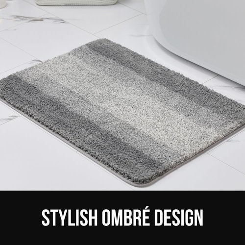 GORILLA GRIP Soft Plush Bathroom Rugs with Textured Rubber Backing, Absorbent Quick Dry Bath Mat, Machine Washable Shower Mats, Home Décor Accessories, Bathmat Rug Floor Essentials, 30 x 18 Grey