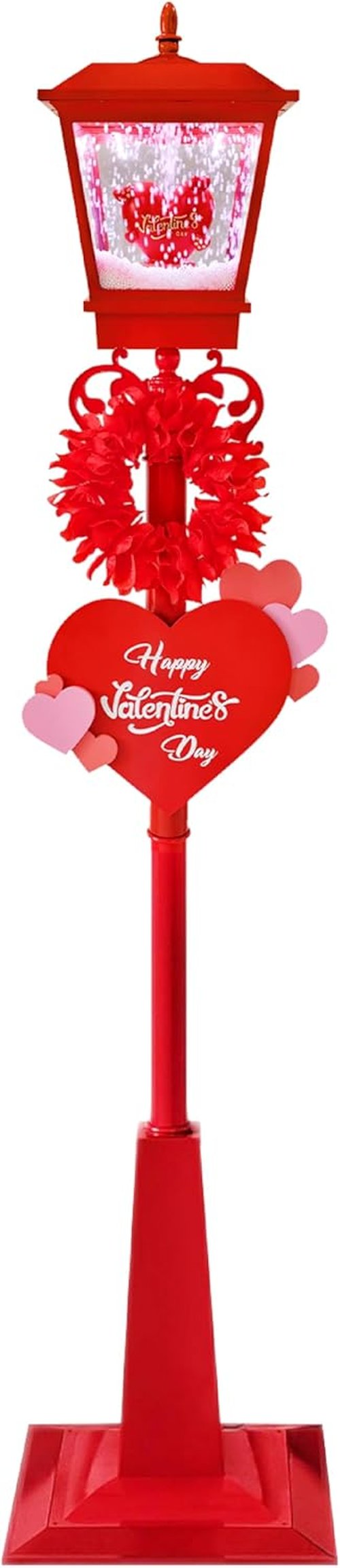 Fraser Hill Farm 70-Inch Musical Valentine's Day Street Lamp | Festive Red Lantern with Lights & Sound