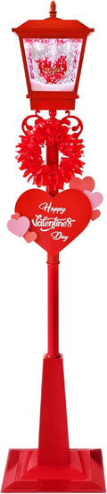 Fraser Hill Farm 70-Inch Musical Valentine's Day Street Lamp | Festive Red Lantern with Lights & Sound