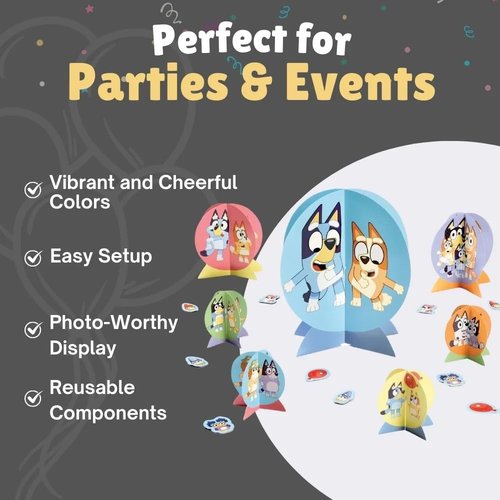 Bluey Table Centerpiece Kit - 27 Pc Set - High-Quality & Sturdy, Perfect Party Essential For Themed Parties & Events
