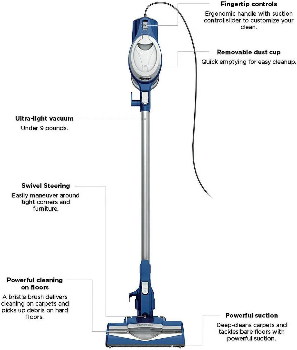 Shark HV200 Rocket Corded Stick Vacuum - Lightweight, Bagless Design for Carpet & Hard Floors - Blue