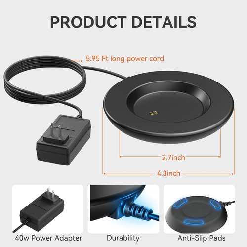 FEFAIA Charging Coaster 2 Compatible with Temperature Control Smart Mug 2 and 1/Travel Mug, Wireless Charger Power Dock Base for Home & Office