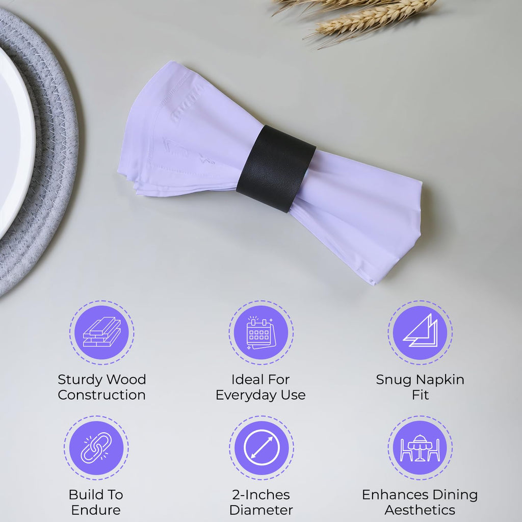 Bambookaari Napkin Rings Set of 12 for Dinning Table Décor Black Napkin Holder Set for Dinner Table Decoration- Napkin Ring for Home and Kitchen Décor
