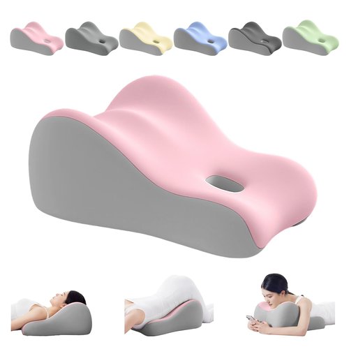 YFZD3087 Natural Latex Pillow for Adults - Ergonomic Support for Maternity, Home & Couples, Multi-Functional for Sleeping, Lounging, Reading, Removable Washable Cover (Pink) 1