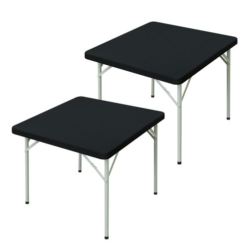 mylacerhome 2 Pack Square Fitted Tablecloth 34X34 Inch Stretch Spandex Card Table Cover Black Washable Cloth Elastic Table Topper for Indoor and Outdoor
