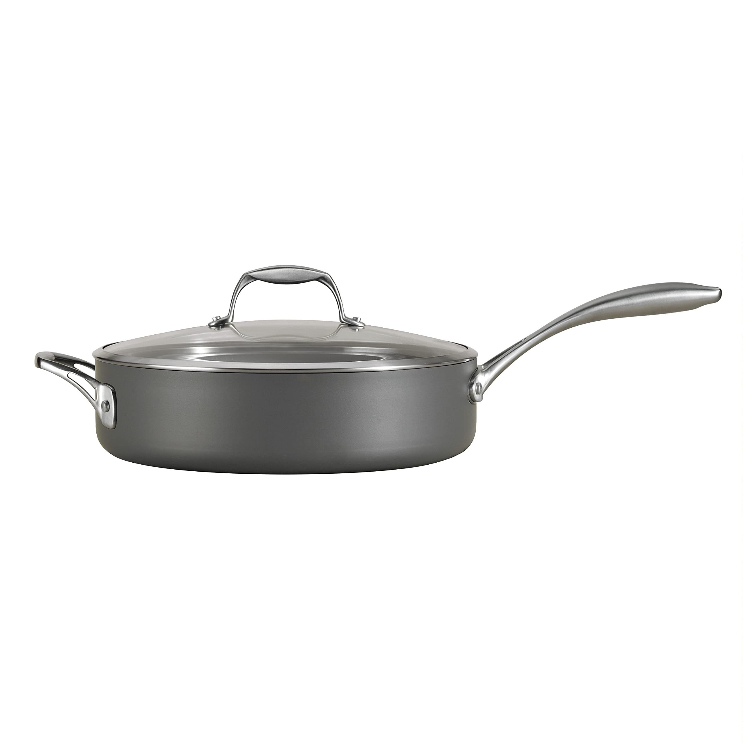 Tramontina OnyxPro Hard Anodized Non Stick 5.5-Quart Saute Pan with Glass Lid, Cooking Pan with Reinforced Nonstick Coating, Oven Safe