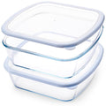 NUTRIUPS 2 Pack 9 x 9 Glass Baking Dish with Lid, 9 x 9 Baking Pan, 2.75QT LARGE and DEEP Baking Dish for Oven (Blue, 2 Pack, 2.6L)