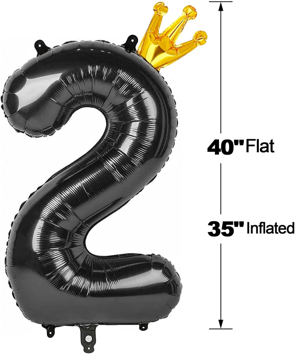 40 Inch Number 2 Balloons by Black 2 - Perfect for 2nd Birthday Party Decorations