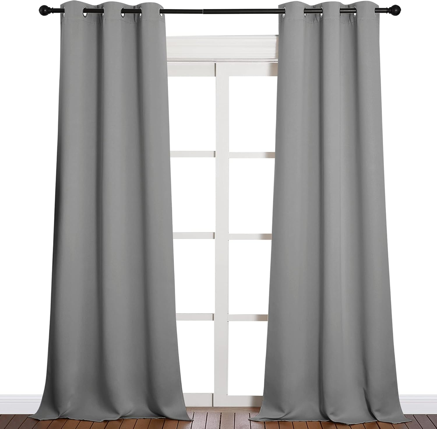NICETOWN Thermal Insulated Blackout Curtains - Grommet Top Drapes for Hall | 2 Panels, W42 x L90 inches, Silver Grey