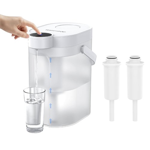 Waterdrop FreshTaste Instant Water Filter Pitcher with 2 Filters, Rechargeable Powerful Dispenser, Reduce Chlorine, Lead, Copper, Purify, Soften Water, 17-Cup, White, Does not Lower TDS