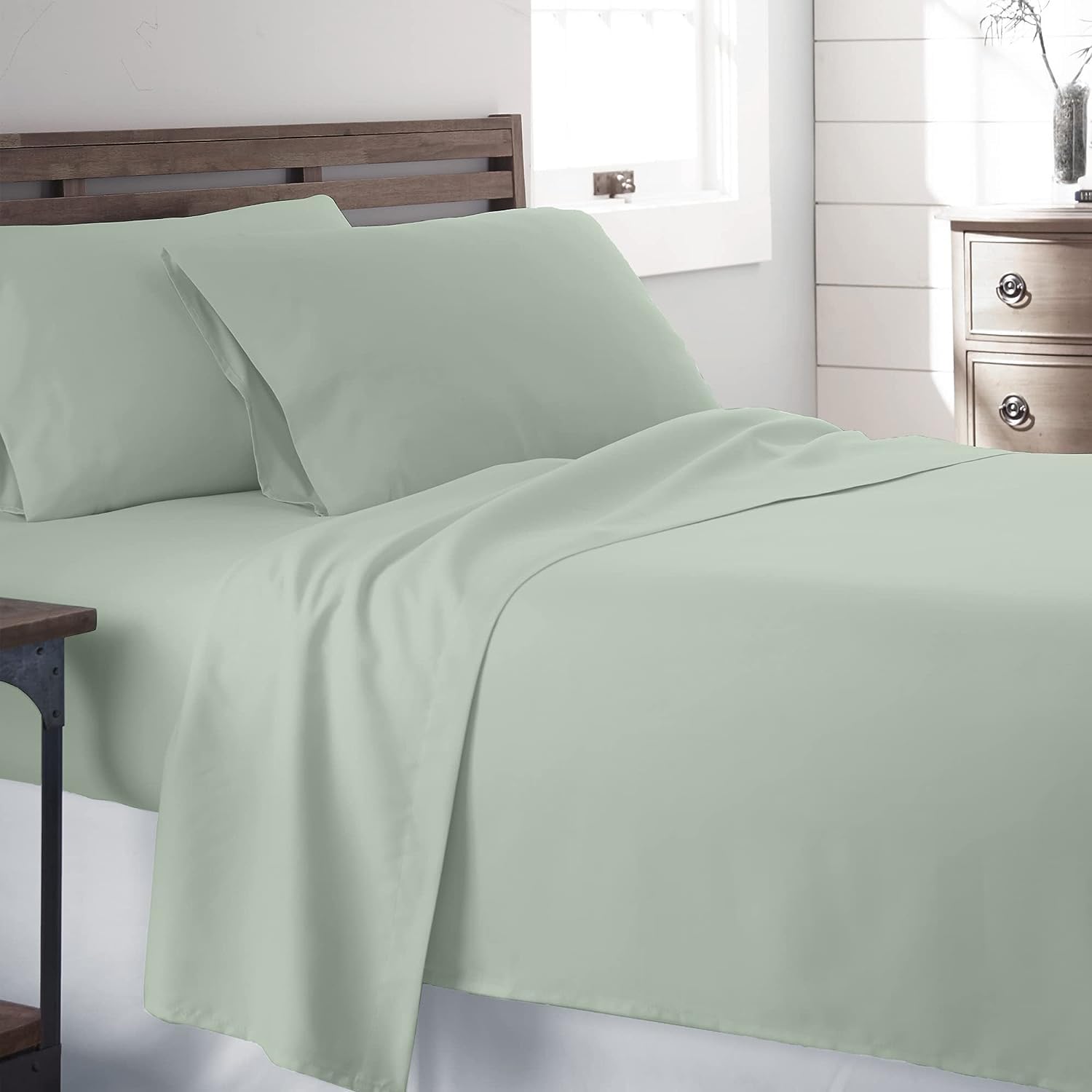 9Threads 600 Thread Count 100% Cotton Sateen Bed Sheets Deep Pocket, Cotton Bedsheets Crisp Cool and Strong Bed Linen (Queen, Lilac)