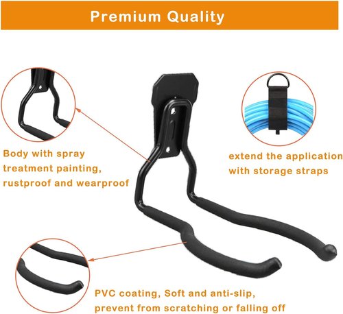Garden Power Tool Hanger - Durable Garage Wall Hooks for Weedeater & String Trimmer | Black, 3 Pcs