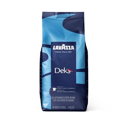 Lavazza DEK Whole Bean Coffee - Premium Arabica & Robusta Blend, 1.1 lb Bag