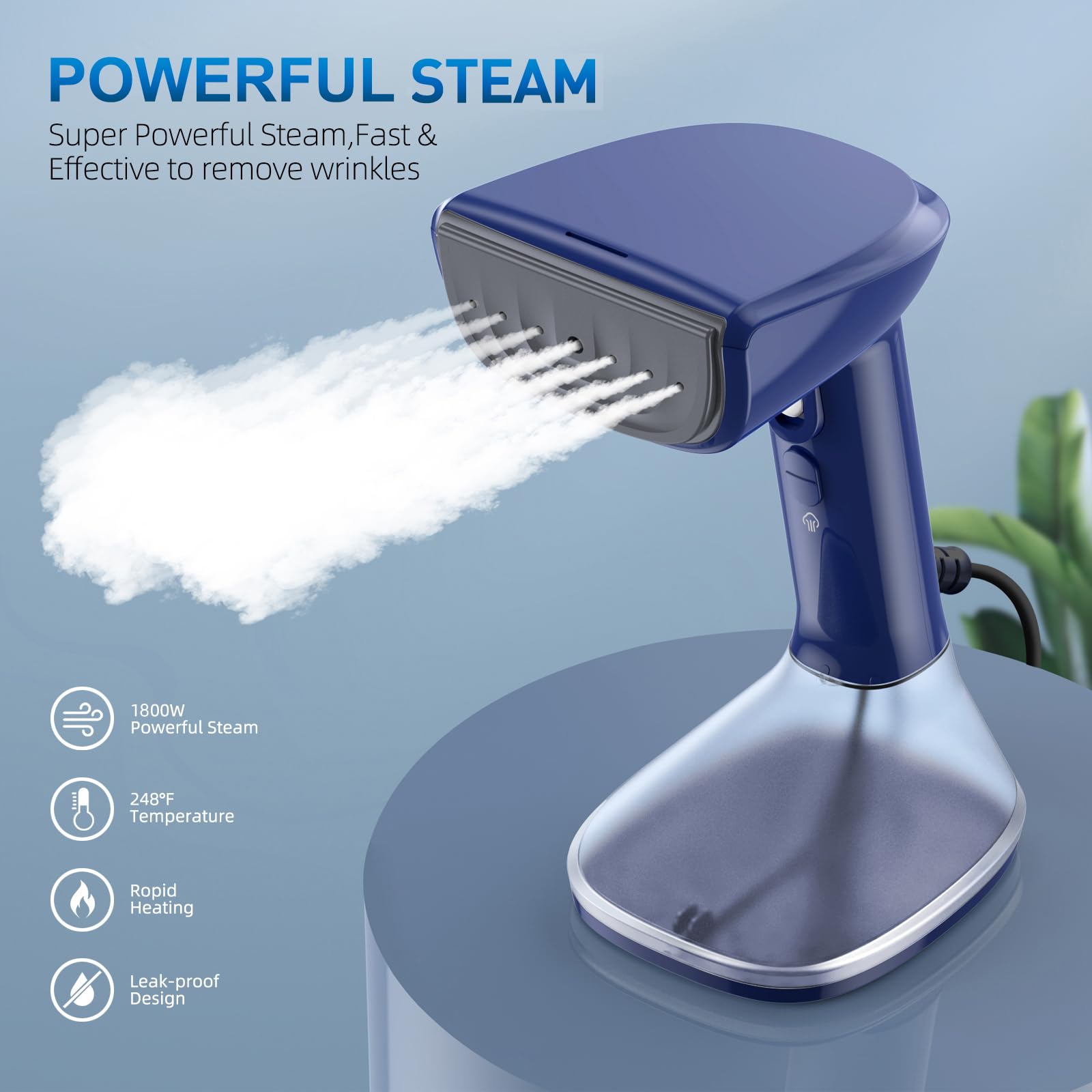 Steamer for Clothes -1800W with Wet/Dry Ironing Modes, 20-Second Heat-up, Detachable Water Tank, Heat-Resistant Gloves for Wrinkle Removal. Suitable for 120V Countries. Color: Black