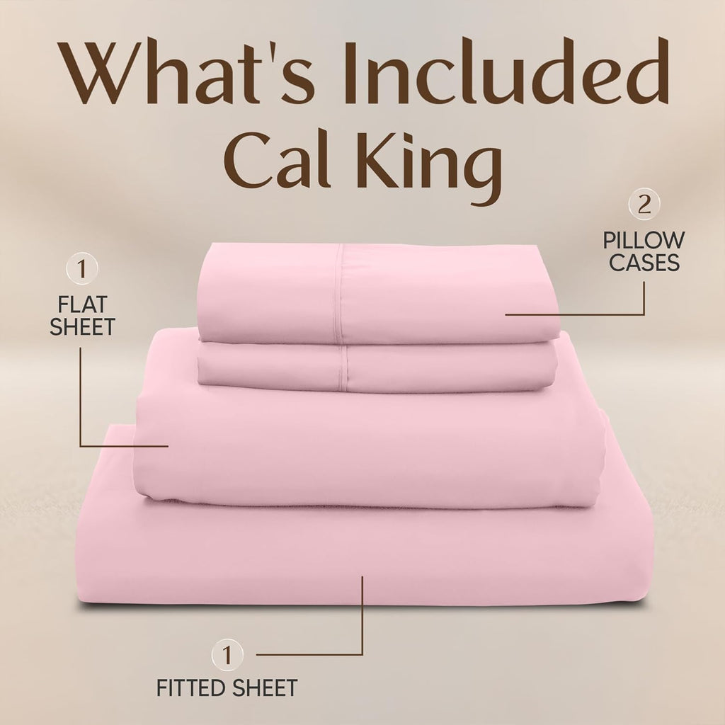Utopia Bedding California King Sheet Set - Soft, Breathable Microfiber, 4-Piece in Crystal Pink