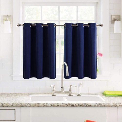ChrisDowa Small Window Curtains - Grommet Thermal Insulated Room Darkening Panels, Navy Blue (52 x 36 Inch)