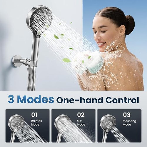 Shower head with handheld - filtered shower head with 3 Spray Modes - Adjustable Angle Showerhead Water Softener with Replacable Filter - Pack with Hose
